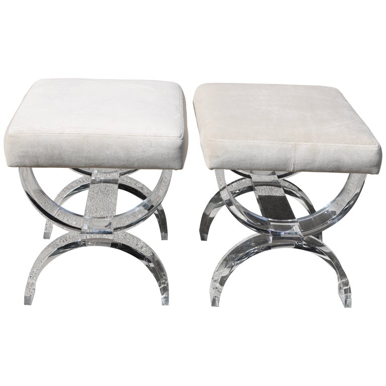 Pair of Lucite Ottomans circa 1990s