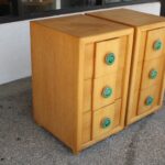 Pair of Nightstands with Green Ceramic Handles by Karpen Furniture