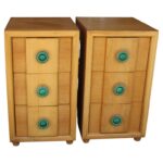 Pair of Nightstands with Green Ceramic Handles by Karpen Furniture