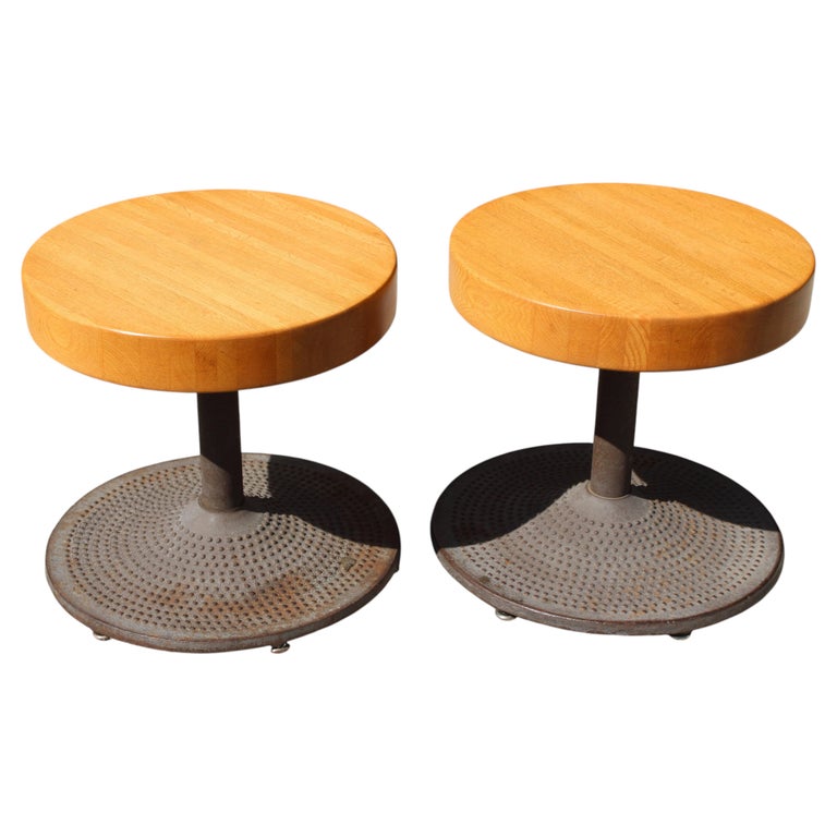 Pair of Modernist Wood Stools circa 1990s