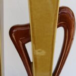 Pair of Abstract Ceramic and Wood Lamps