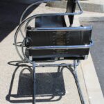 Six MR 20 Black Leather Arm Chairs by Mies van der Rohe
