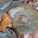 Carved Wood Panel with Two Parrots