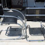 Six MR 20 Black Leather Arm Chairs by Mies van der Rohe