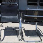 Six MR 20 Black Leather Arm Chairs by Mies van der Rohe