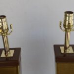 Pair of Abstract Ceramic and Wood Lamps