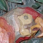 Carved Wood Panel with Two Parrots