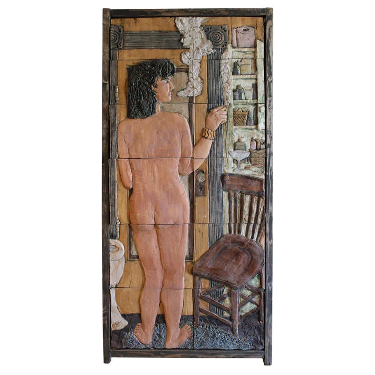 Ceramic Wall Sculpture of Woman by Phil Schuster by Phil Schuster circa 1980s