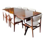 Dining Table, Eight Chairs, Two Leaves by Eric Buck, Made in Denmark