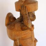 Wood Figure of Woman and Child by De La Rosa