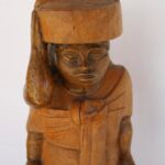 Wood Figure of Woman and Child by De La Rosa