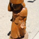 Wood Figure of Woman and Child by De La Rosa