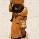 Wood Figure of Woman and Child by De La Rosa