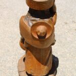 Wood Figure of Woman and Child by De La Rosa