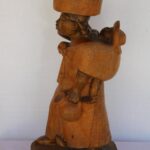 Wood Figure of Woman and Child by De La Rosa