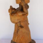 Wood Figure of Woman and Child by De La Rosa