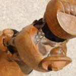 Wood Figure of Woman and Child by De La Rosa