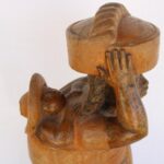 Wood Figure of Woman and Child by De La Rosa