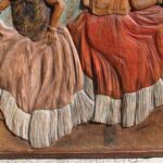 Hand-Carved Wood Panel “Two Ninas” by Jose Sevill, Folk Art, 1950s