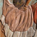 Hand-Carved Wood Panel “Two Ninas” by Jose Sevill, Folk Art, 1950s