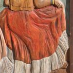 Hand-Carved Wood Panel “Two Ninas” by Jose Sevill, Folk Art, 1950s