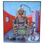 Abstract Oil Painting on Canvas, Mid-Century Modern, signed Frost
