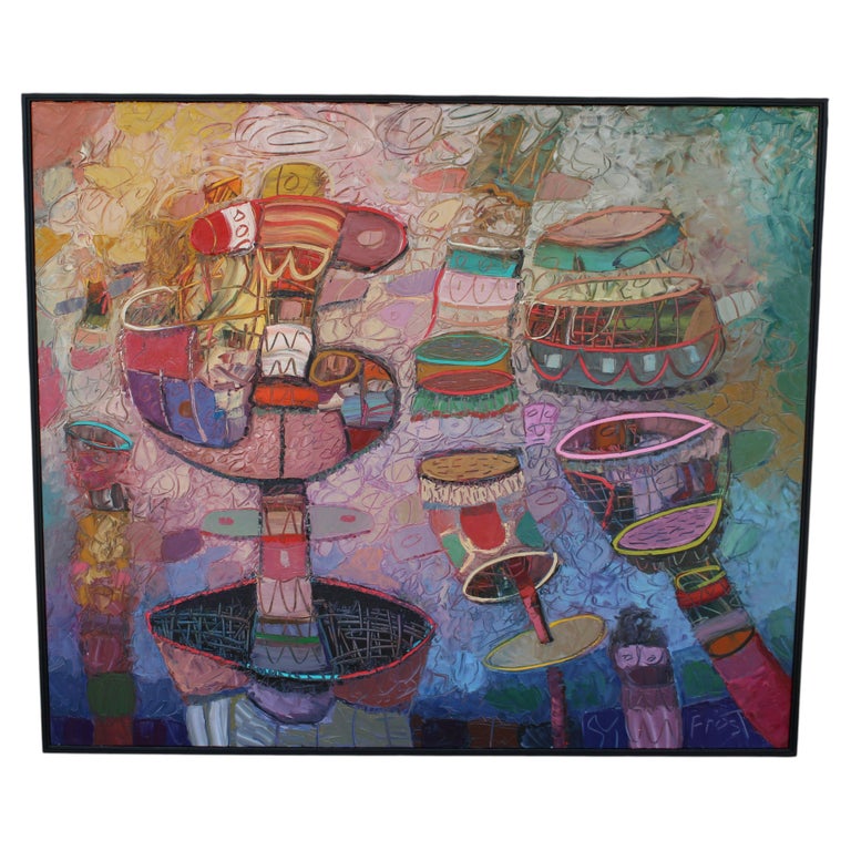 Abstract Oil Painting, signed Frost circa 2000