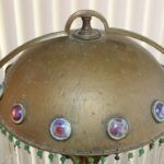 Bronze Lamp by Albert Reimann (cabachon jewels, glass rod, bead fringe)