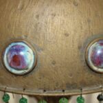 Bronze Lamp by Albert Reimann (cabachon jewels, glass rod, bead fringe)
