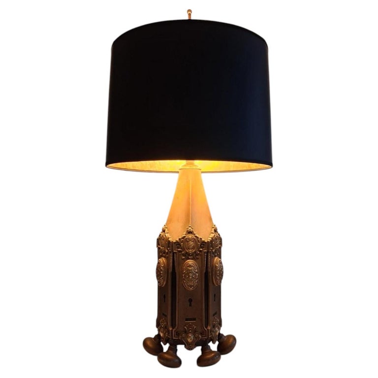 Folk Art Table Lamp with Antique Architectural Elements circa 1950s